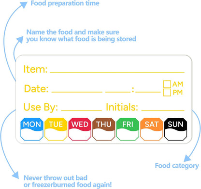 500 Pcs 1 inch X 2 inch Restaurant Quality Shelf Life Food Rotation Labels, Self-Adhesive Removable for Reusable Containers, Food Safety Date Sticker, Leftover Labels (1 * 2in-500pc-Yellow6)