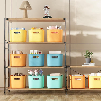 8 Pack White Storage Bins with Lids for Shelves, White Storage Containers with Lids for Organizing, Storage Box with Handle, Stackable White Plastic Bin for Classroom, Craft, Snacks
