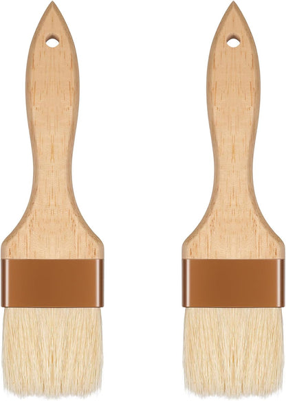 2 Pcs 2 inch Pastry Brush Bristle Basting Brushes Cooking Baking BBQ Oil Brush Food Brushes for Cooking Butter Oil Egg Marinade Grilling Durable Kitchen Marinade Butter Culinary Utensil