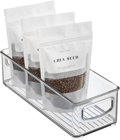 iDesign Plastic Stackable Pantry Bin - Storage Bin with Handles for Cabinets or Fridge - Set of 2 - Clear