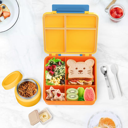 Lunch Box Kids, Leak Proof 5 Compartment Bento Box for Kids, 13oz Thermo for Hot Food Kids Lunch Box,Hot Lunch Box for School Travel