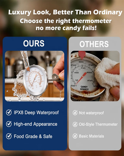 Oil & Candy Thermometer,IPX8 Waterproof Instant Read, with Pot Clip