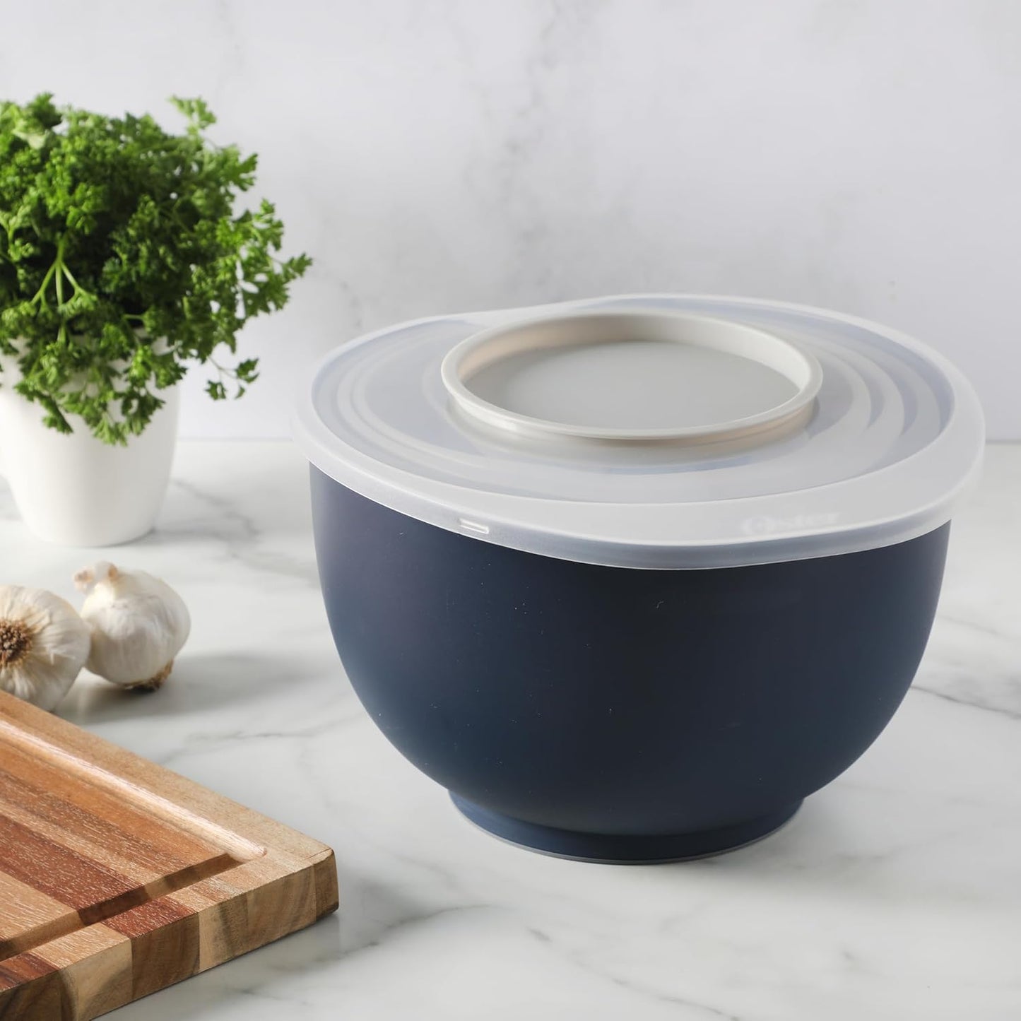 Oster Bluemarine 3 Piece PP Stackable Space-Saving Colander and Mixing Bowl Set