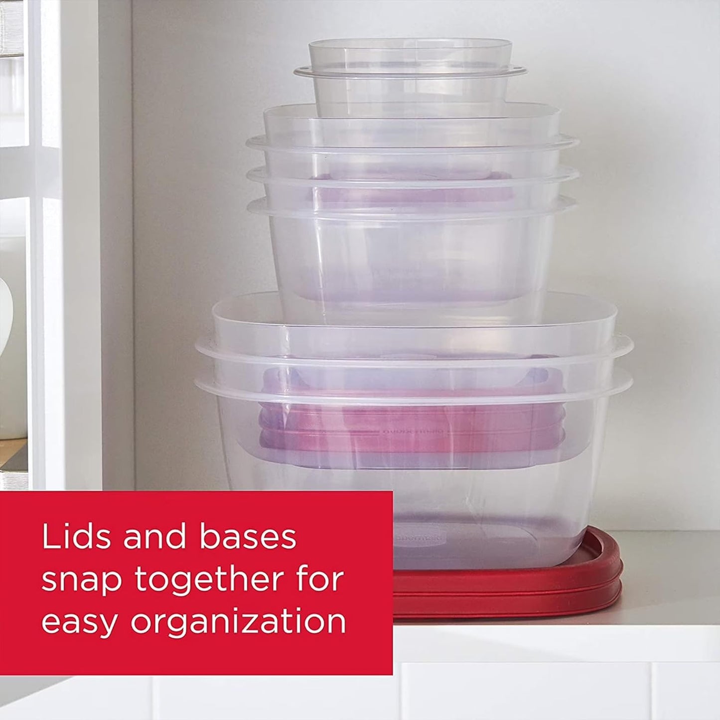 Rubbermaid EasyStore Large Containers, 18-Piece Set, Food Storage Containers with Lids