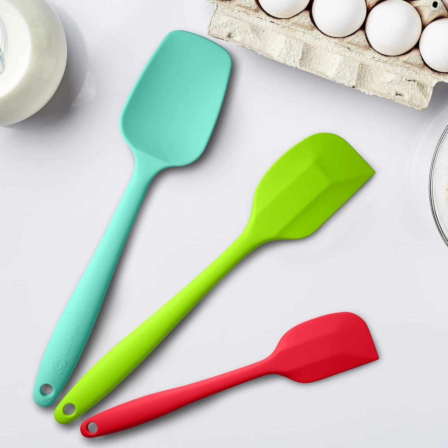 Silicone Spatula 3-piece Set, Ergonomic Handle High Heat-Resistant Spatulas, Non-stick Rubber Spatulas with Stainless Steel Core, Black