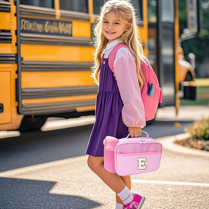 RHCPFOVR Kids Initial Lunch Bag - Insulated Lunch Box for Boys Girls,Washable Lunch Bag and Reusable Toddler Leak-proof Lunchbox for School and Daycare - Colors A