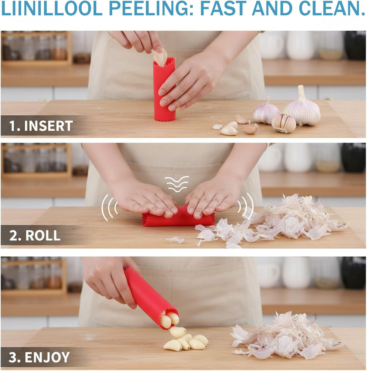 5Pcs Silicone Garlic Peeler, Garlic Skin Remover Roller Garlics Tube Rollers Skin Remover Garlics Roller Peeling Tube Tool Kitchen Tool for Quickly Removing Skins Useful Kitchen Tools