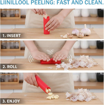 5Pcs Silicone Garlic Peeler, Garlic Skin Remover Roller Garlics Tube Rollers Skin Remover Garlics Roller Peeling Tube Tool Kitchen Tool for Quickly Removing Skins Useful Kitchen Tools