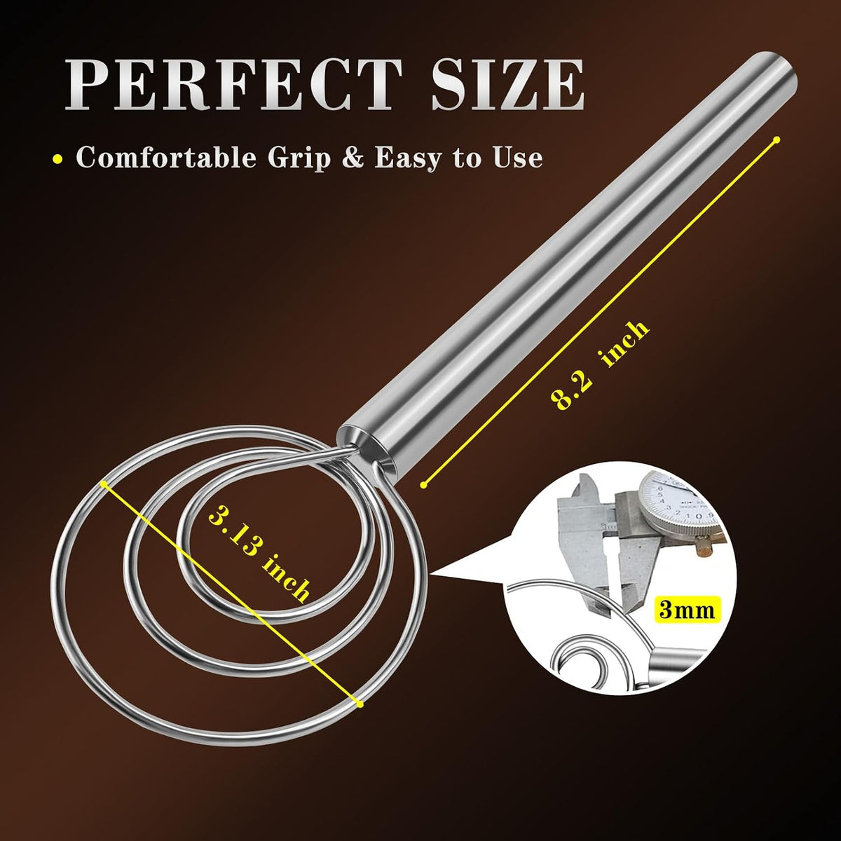 TEEVEA Danish Dough Whisk, Stainless Steel for Sourdough Bread