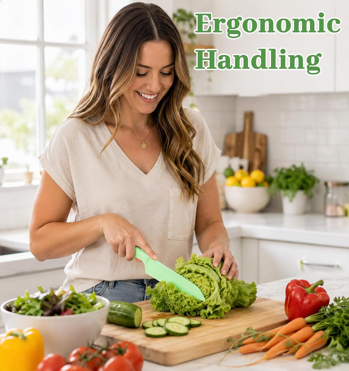 2 Pcs Lettuce Knife to Prevent Browning, Plastic Lettuce Knife, Dishwasher