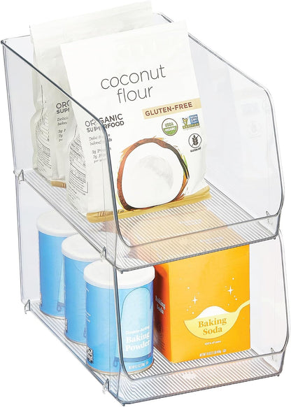 iDesign Clear Plastic Stackable Storage Bin, 2-Pack | Open Front, Easy Access Organizer, For Pantry or Cabinet
