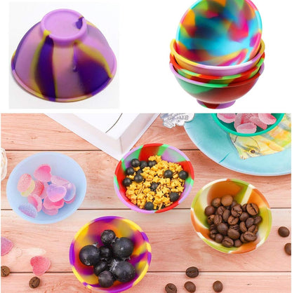 4 Pcs Mini Multicolor Silicone Pinch Bowls Prep and Serve Bowls Reusable Kitchen Condiment Snack Bowls for Food Candy Seasoning Spices Nuts Snacks or Small DIY Crafts, 2.64 x 1.18 inch