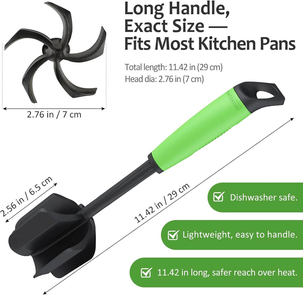Ourokhome Meat Chopper and Potato Masher, Heat Resistant Nylon Ground Beef Smasher for Hamburger, 5 Curved Blades Nonstick Safe Mixer & Stirrer, Practical Kitchen Gadgets, Mint