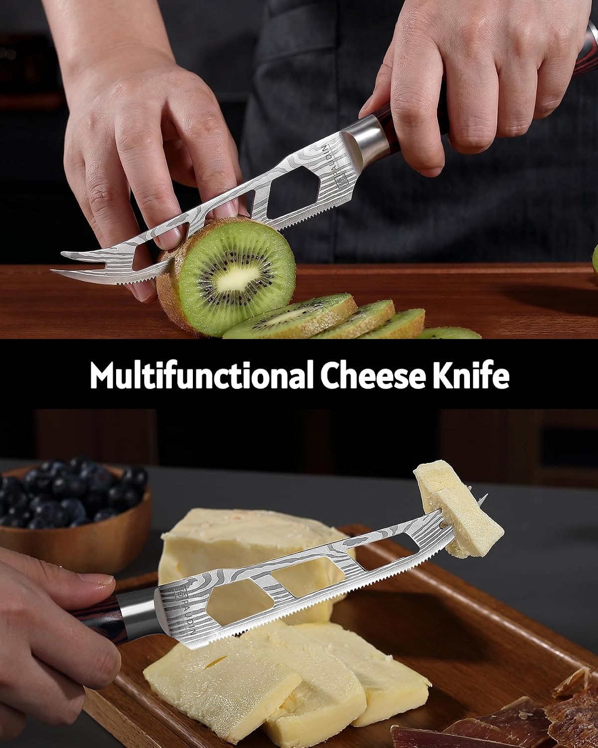 PAUDIN Cheese Knife, 5” Serrated Knife for Block Cheese,Sharp Tomato Knives