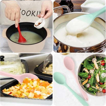 7PCS Silicone Serving Spoons Set,Vituer Heat Resistant Kitchen Mixing Slotted Spoons for Cooking,Non-stick Silicone Basting Spoon Slotted Spoons Utensil for Mixing,Baking, (7Light Colors,8.1")