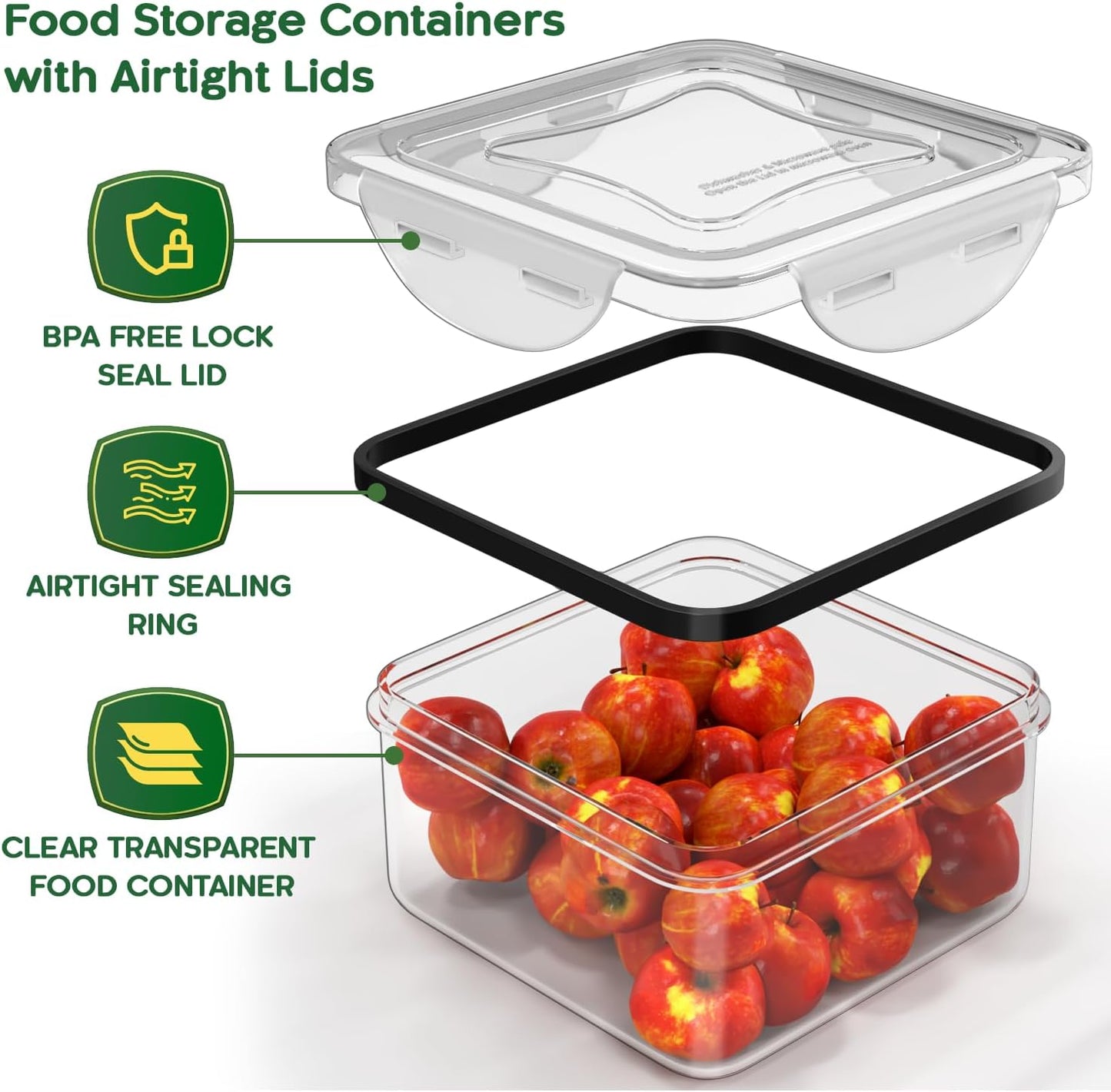 70 Pcs Large Food Storage Containers with Lids Airtight-2500ML to Small Box,Total 22812 ML Stackable Kitchen Bowls Set(35 Containers,35 Lids)-BPA Free Leak proof Plastic Boxes-Microwave safe