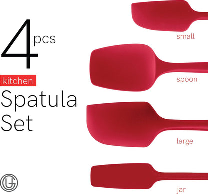 UpGood Silicone Spatula Set 600°F - High Heat Resistant Nonstick, Small and Large Kitchen Spatulas - Flexible BPA Free Professional Grade Cookware - Utensils for Cooking, Baking, Mixing(4 Pcs, Grey)
