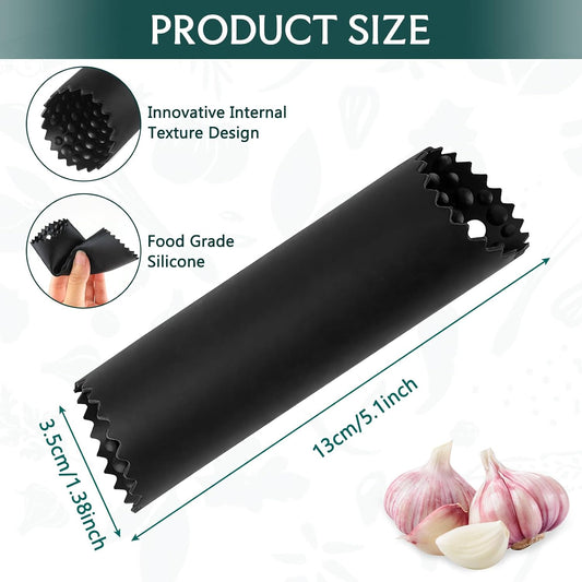 3 Pack Garlic Peelers, Easy Roll Garlic Skin Remover Roller, Silicone Garlic Clove Peeling Tool for Cooking, Black, Red and Green
