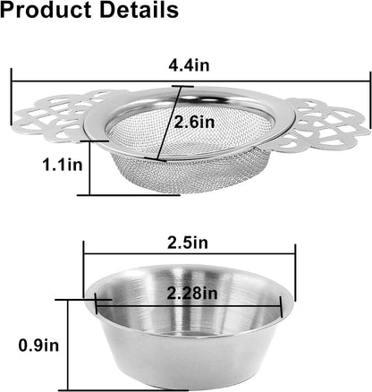 2 Pack Tea Strainers, Stainless Steel, Sliver