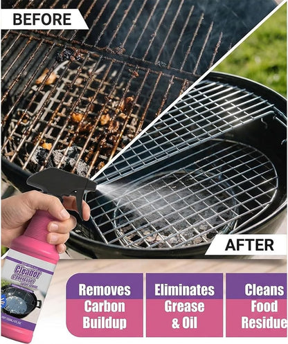 Fast-Acting Heavy-Duty Grill Degreaser Spray, BBQ Grill Degreaser Cleaner, Grease Remover Lifts Baked-On Carbon, Burnt Food & Grease, Outdoor Grills, Kitchen Grates, Smokers (1pc)