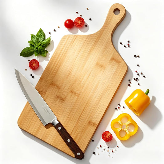 Small Bamboo Cutting Board with Handle, 13x6.5Inch Charcuterie Serving Tray