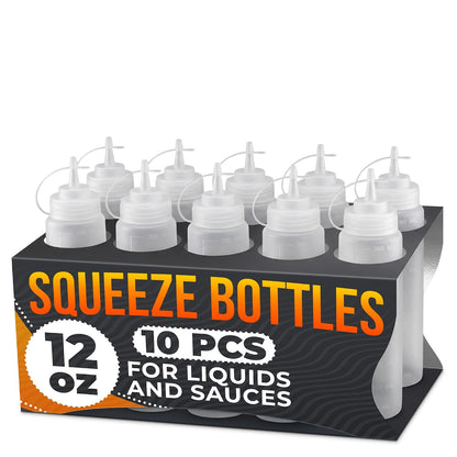 BURIUS Inverted Condiment Squeeze Bottles 16 oz for Sauces, Honey