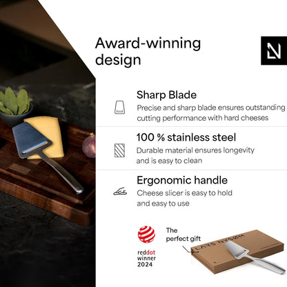 LARS NYSØM Cheese Knife Set Edge 2 pcs. I Cheese Knife Set Made of Stainless Steel I Premium Gift Box I Perfect as Christmas Gift (Carbon Black)