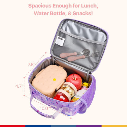 Bagseri Kids Lunch Bag Boys - Thermal Insulated Lunch Box Tote with Water Bottle Holder, Reusable Leak-Proof Kids Lunch Box for Daycare & School, Black Dinosaur (Containers Not Included)