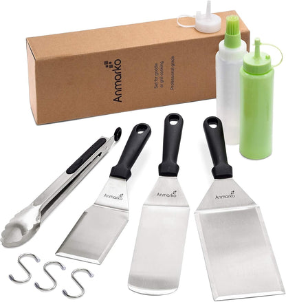 Metal Spatula Set Stainless Steel Hamburger Turner Griddle Flipper Scraper for BBQ Grill Flat Top