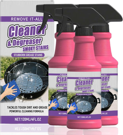 Fast-Acting Heavy-Duty Grill Degreaser Spray,Grill Grate Cleaner and Degreaser for Outdoor Grills and BBQ,Heavy Duty BBQ Grills Degreasers Cleaner Spray,for Smoky Stains,and Stubborn Grease (2pcs)