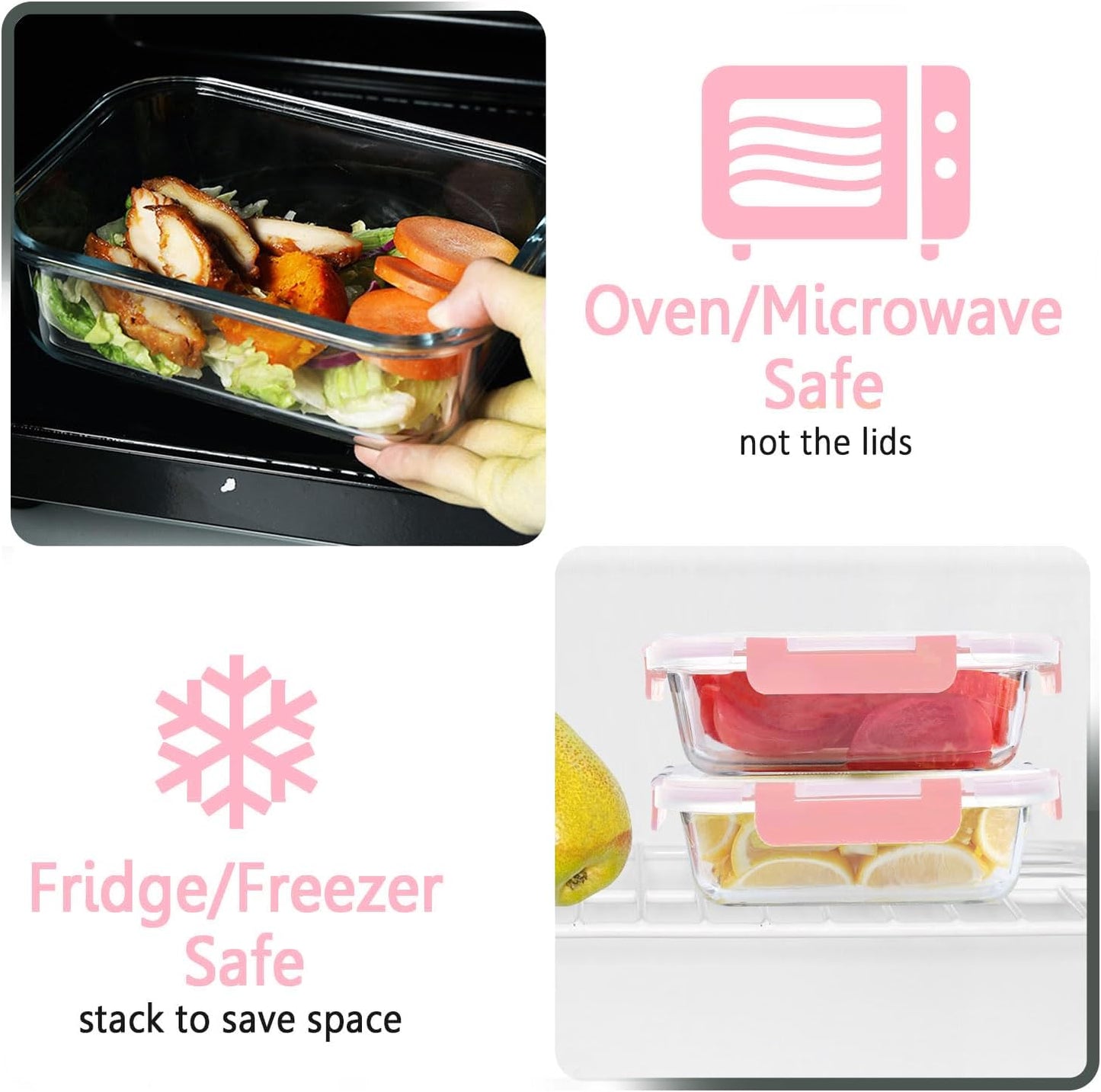 [10-Pack] Glass Meal Prep Containers with Lids, MCIRCO Food Storage Containers with Snap Locking Lids, Airtight Lunch Containers, Microwave, Oven, Freezer and Dishwasher