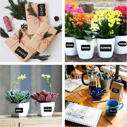 Chalkboard Labels 180 Pcs Waterproof Reusable Label for Food Containers Chalk Sticker Labels with 2 Liquid Chalk Markers for Mason Jars, Parties Decoration, Craft Rooms, Storage, Home, Kitchen