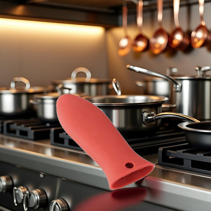 Red Heat-Resistant Silicone Hot Handle Holder Pot Sleeve Grip Handle Cover Potholder Sleeve Cookware Handles for Cast Iron, Pans, Metal Frying Pans, Skillets, Griddles Potholders and Oven Mitts