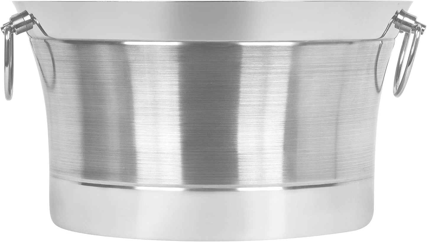 BIRDROCK HOME Double Wall Beverage Tub - Stainless Steel Ice Bucket, Metal Drink Cooler with Handles, for Parties & Events, Decorative Beverage Chiller - Large