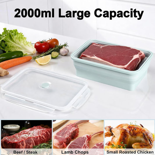 Large Silicone Food Storage Containers 68oz/2000ml 4 Pack | Collapsible Meal Prep Containers, Airtight Leakproof Lid, Containers for Camping, Microwave Freezer Dishwasher Safe