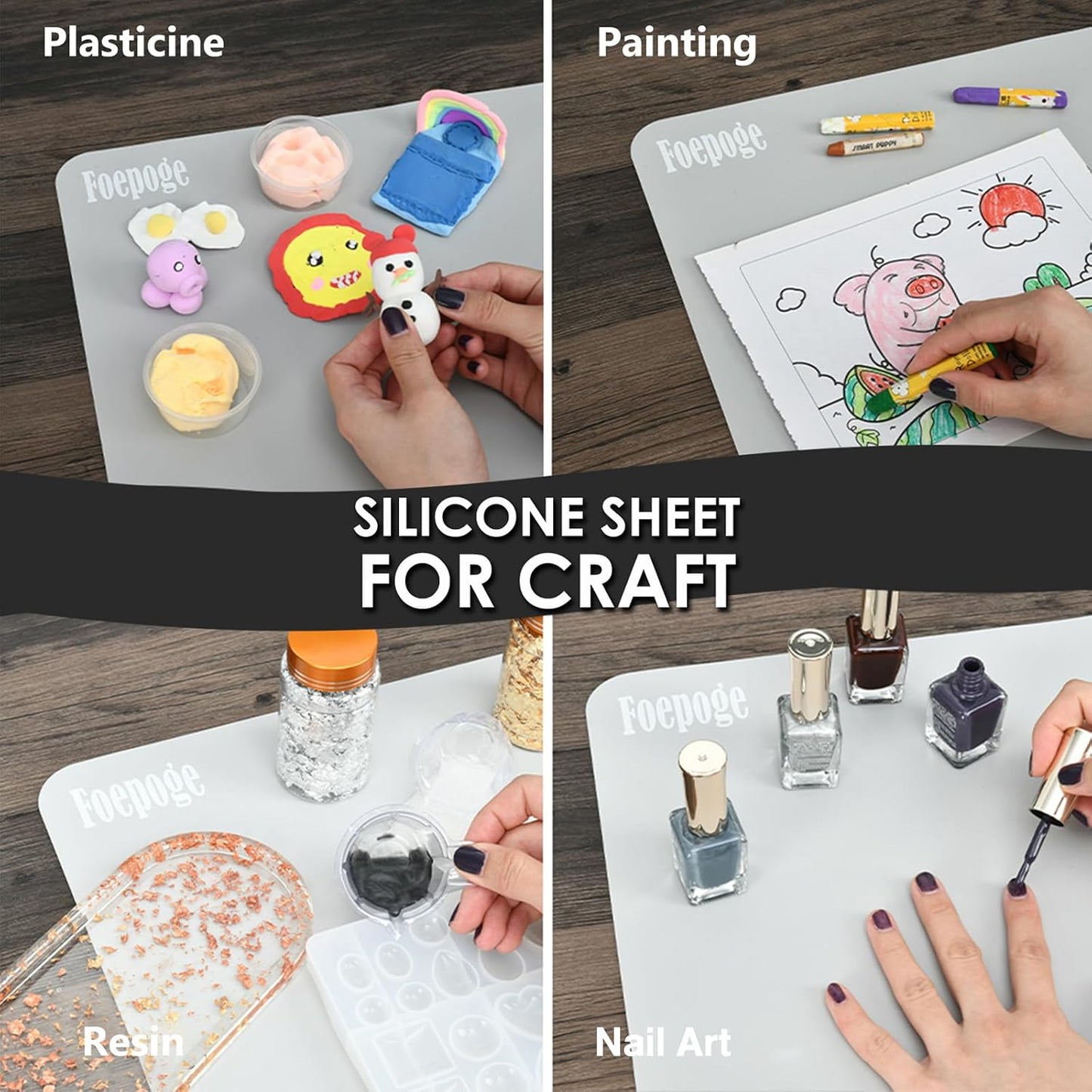 49.2" x 15.7" Large Silicone Mat for Kitchen Counter Protector, Cuttable Silicon Countertop Protector Mat Heat Resistant Mats for Countertop, Cut to Fit Placemat Ship Roll by Foepoge, Black