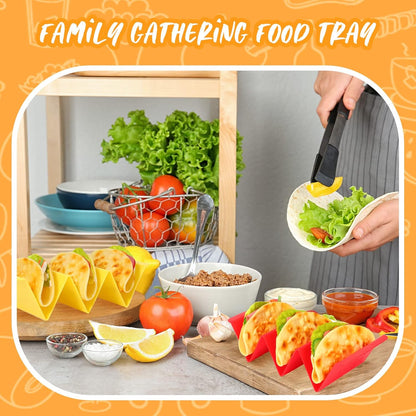 60 Pack Colorful Taco Holder Stands Plastic Large Taco Tray Plates Hold 2 or 3 Each Rack Server Hard Tortilla Holder for Party Platter Rack Dishwasher Microwave Safe