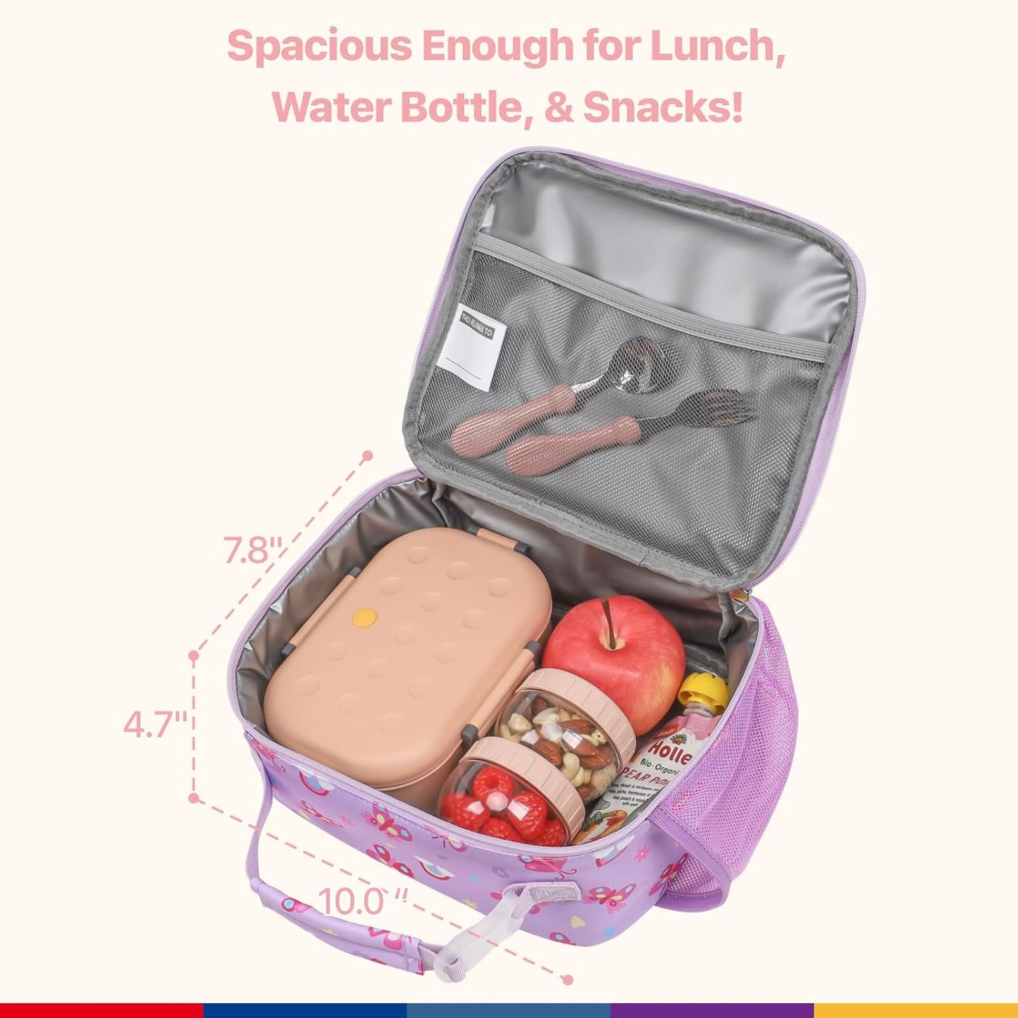 Bagseri Kids Lunch Bag Boys - Thermal Insulated Lunch Box Tote with Water Bottle Holder, Reusable Leak-Proof Kids Lunch Box for Daycare & School, Black Dinosaur (Containers Not Included)