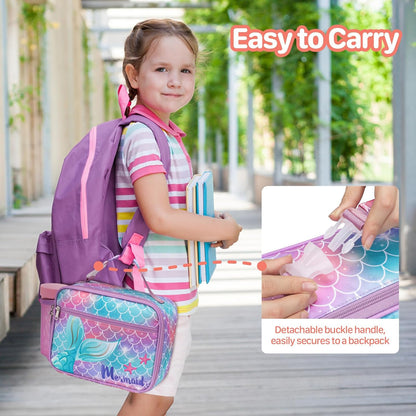 Kids Lunch Bag Boys - Insulated Kids Lunch Box Reusable Lunchbox with Water Bottle Holder Toddler Lunch Tote Bag for School Daycare, Black Dino Fossil