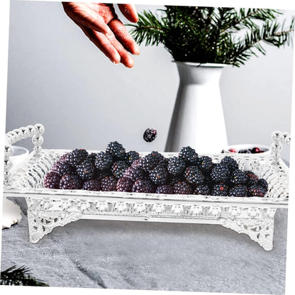 COLLBATH Nordic Style Fruit Plate with Handle 2Pc Metal Snack Serving Tray for Dried Fruits and Appetizers Elegant Gold Platter for Kitchen and Entertaining