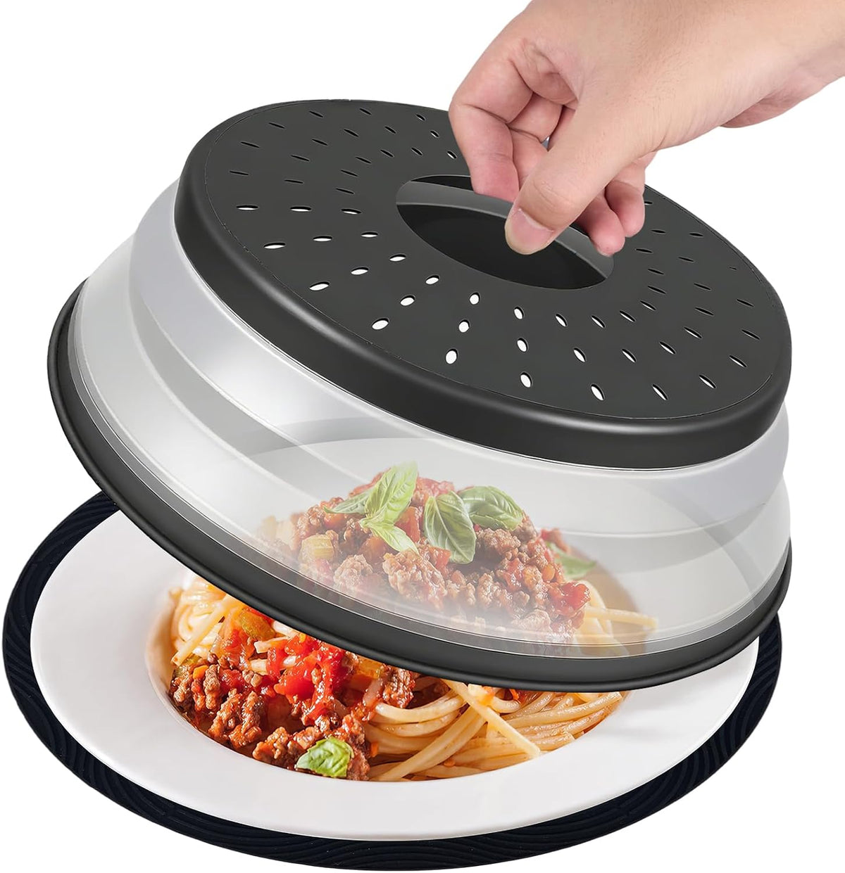 Collapsible Microwave Splatter Cover, Gray, 10.5 inch