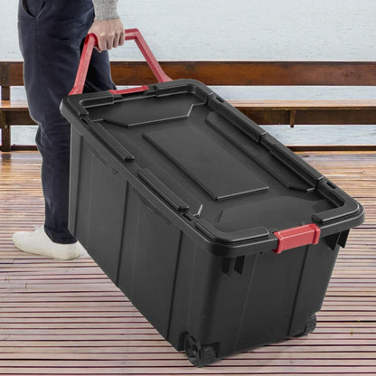 Storage Bins 40 Gallon Heavy-Duty Plastic Storage Bins, 2 Pack Container Totes with Durable Lid and Secure Latching Buckles, Stackable, Tough Storage Containers for Garage and Metal Rack Organizing