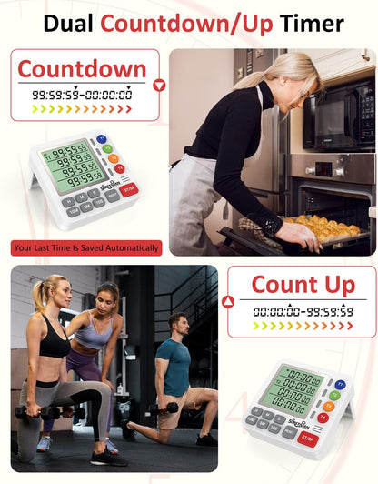 Digital Kitchen Timer with 4 Channel, Loud Alarm and Silent Mode