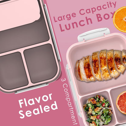 WHALEHOUSE Bento Lunch Box, 1300ML 4 Compartments Meal Prep Container with Utensil, Airtight Food Storage Container with Snap Locking Lids, Microwave/Dishwasher/Freezer Safe, On the Go