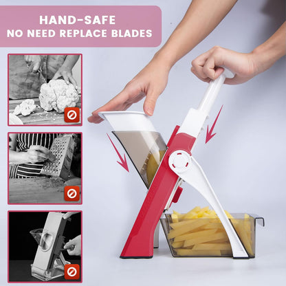 SUPMAKIN Safe Mandoline Slicer, Adjustable Vegetable Food Slicer and Chopper, Potato Fries Fry Cutter, Veggie Salad Chopper, New Kitchen Chopping Artifact Gifts 2026 (SliverGray)