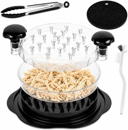 Large Chicken Breast Shredder Tool Twist, Visible Meat Shredder Machine for Ground Food, Chicken, Pork, Beef & Vegetables - Ergonomic Handle, Anti-Slip, Heat Resistant, Dishwasher Safe, Cleaning Brush