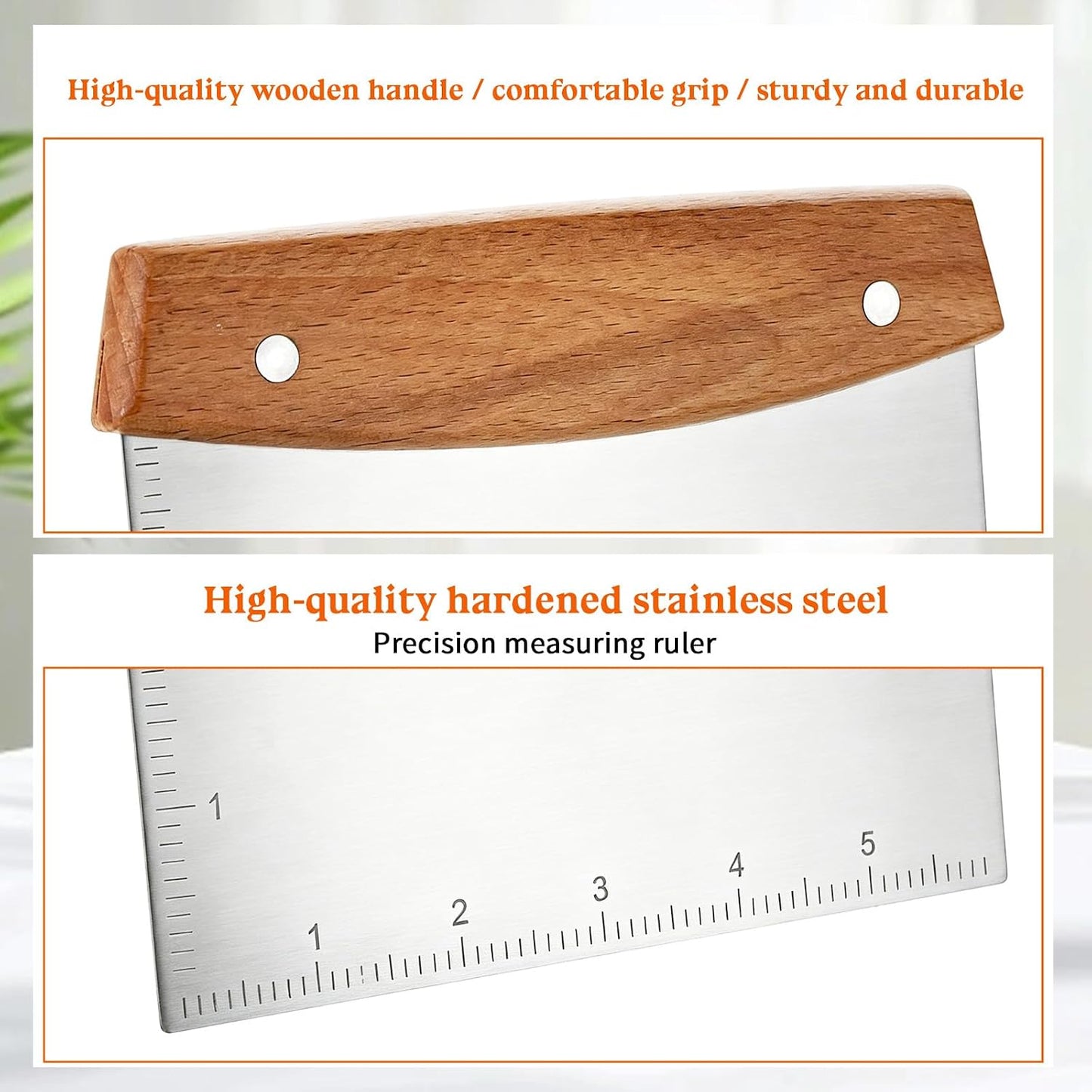 Dough Cutter and Scraper Stainless Steel Multipurpose Bench Scraper for Bread Kitchen Gadgets for Pastry Pizza Bread Food Cutter Cooking