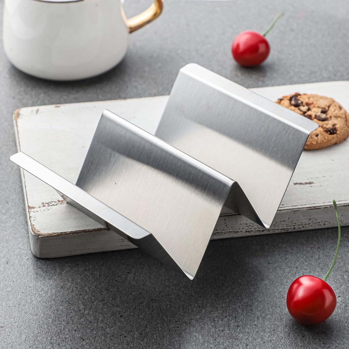 Stainless Steel Taco Holder Stand Set of 6 - Stylish Rack Holds Up to 2 Tacos Each,Stylish Taco Rack with Handles