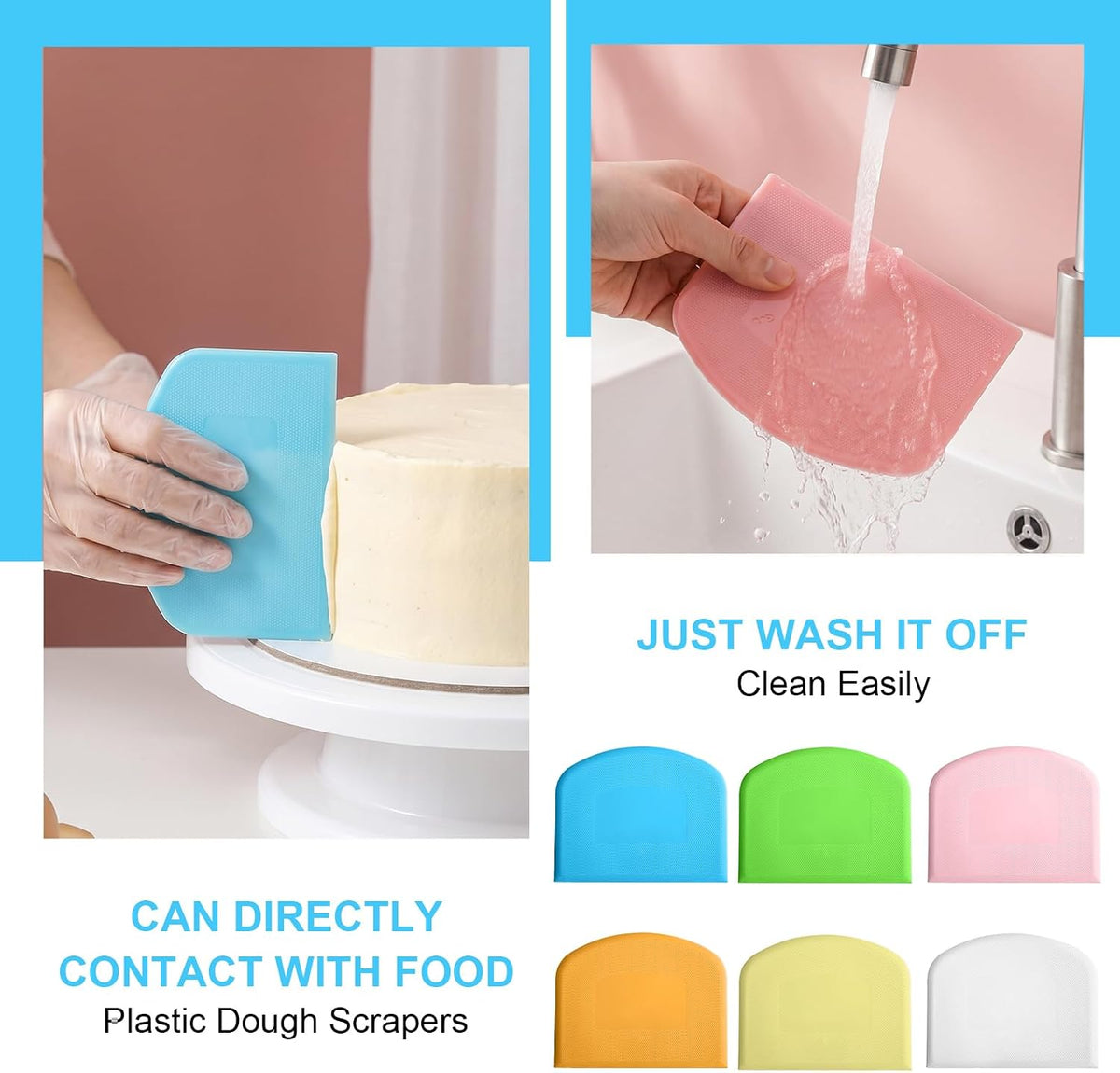 48 Pcs Flexible Plastic Dough Scraper Set