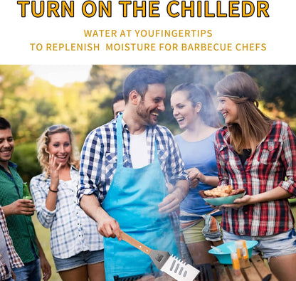 4-in-1 BBQ Spatula, Multifunction Grill Spatula with Wooden Handle, perfect for BBQ grills and kebabs for camping picnics